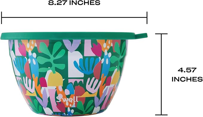 S’well Stainless Steel 64oz Salad Bowl Kit, Paper Cutouts Design, Includes 2oz - Image 4