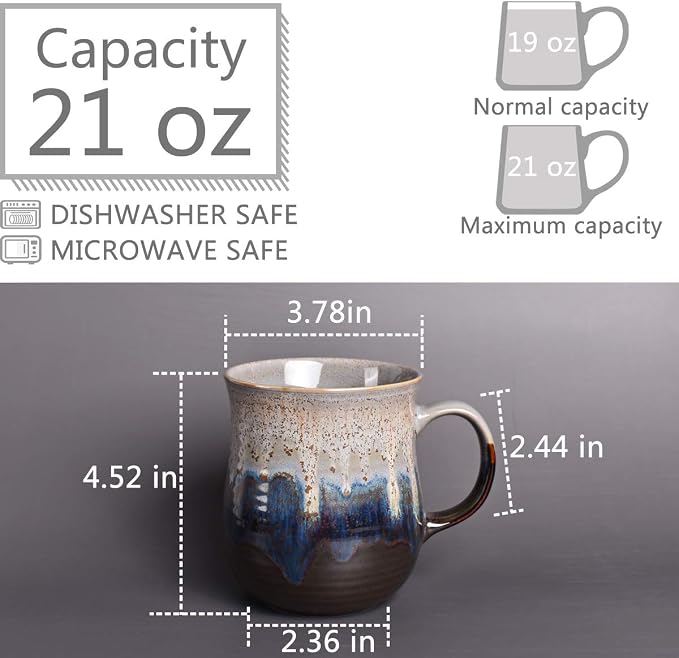 Bosmarlin Large Ceramic Coffee Mug, Big Tea Cup - Image 2