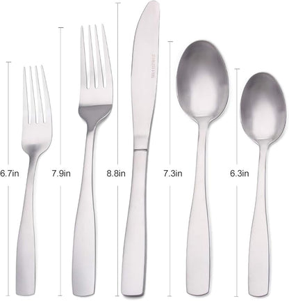 Matte Silverware Set, Satin Finish 20-Piece Stainless Steel Flatware set - Image 2