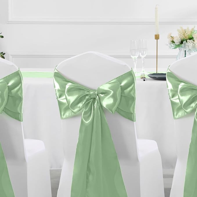 Manyshofu Sage Green Satin Table Runner 12x108 - Image 6
