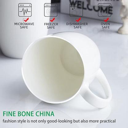 Chulan White Thin Over 45% Bone Content Fine Bone China Coffee Mugs 10 oz - Image 4