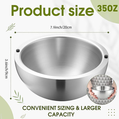 Honeydak 1 Pack 35 oz Dip Chiller Bowl Stainless Steel Double Walled Insulated Ice Serving Bowl for Parties Salsa, Guacamole, Condiments, Sauces, Salad & Food Hot or Cold