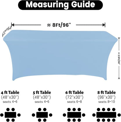 Spandex Table Cover 8 ft. Fitted Polyester Tablecloth Stretch Table Cover Table Topper Open Back - Lightblue