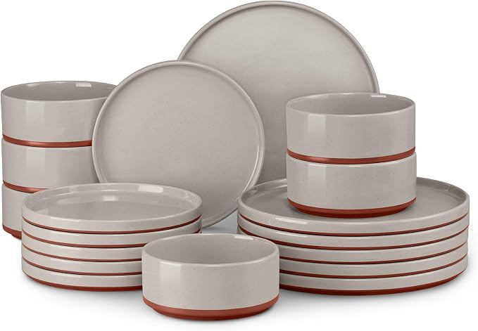 LIANYU 18 Piece Dinnerware Set for 6, Modern Style Stoneware Dinnerware Set | by LIANYU