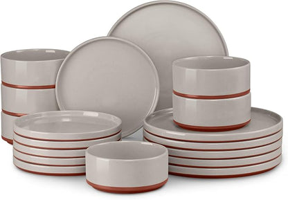 LIANYU 18 Piece Dinnerware Set for 6, Modern Style Stoneware Dinnerware Set | by LIANYU