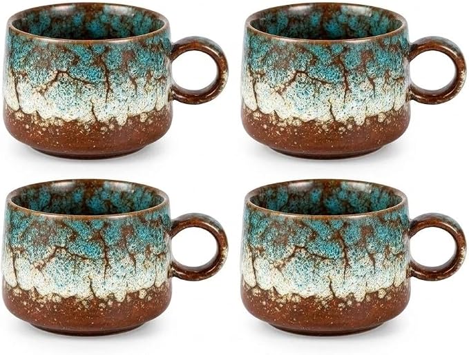Japanese Tea Cups Set of 4pcs, 7oz Elegant Ceramic Matcha Cups by Unknown