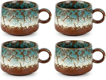 Japanese Tea Cups Set of 4pcs, 7oz Elegant Ceramic Matcha Cups by Unknown