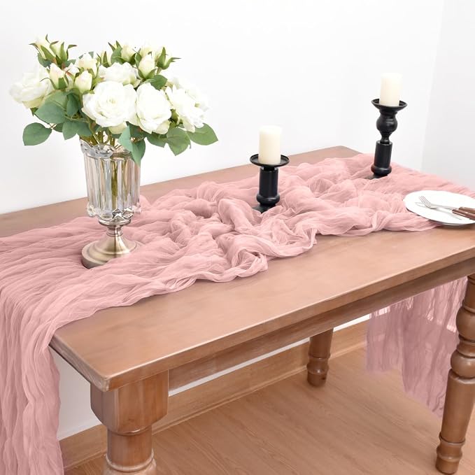 Dusty Rose Cheesecloth Table Runner Cheese Cloth Wedding Birthday Decor | 10Ft - Image 4
