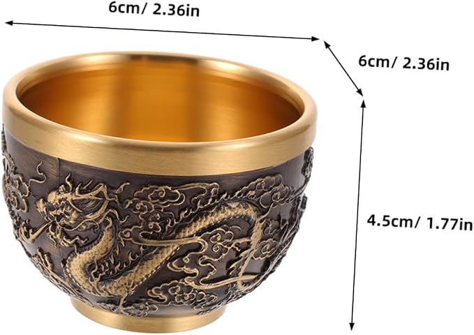ABOOFAN 2 Pcs Chinese Style Retro Teacup Dragon Pattern Antique Tea Cup Solid - Image 5