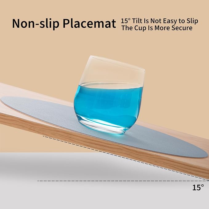 Myir JUN 15 Inches Round Placemats Set of 4 Faux Leather Place Mats | - Image 5