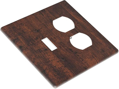 Light Switch Cover Plate Brown Red Rustic Wood Grain Retro Farmhouse 2 Gang Decorative Switch Plates 1 Toggle Duplex Combo Outlet Covers GFCI Wall Plates for Farmhouse Cabin Decor