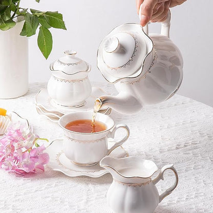 Sweejar Porcelain Tea Set With Gold Trim - Image 2