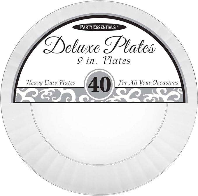 Party Essentials Deluxe Quality Hard Plastic 40 Count Round Party/Luncheon - Image 2