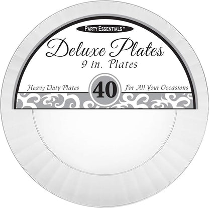 Party Essentials Deluxe Quality Hard Plastic 40 Count Round Party/Luncheon - Image 2