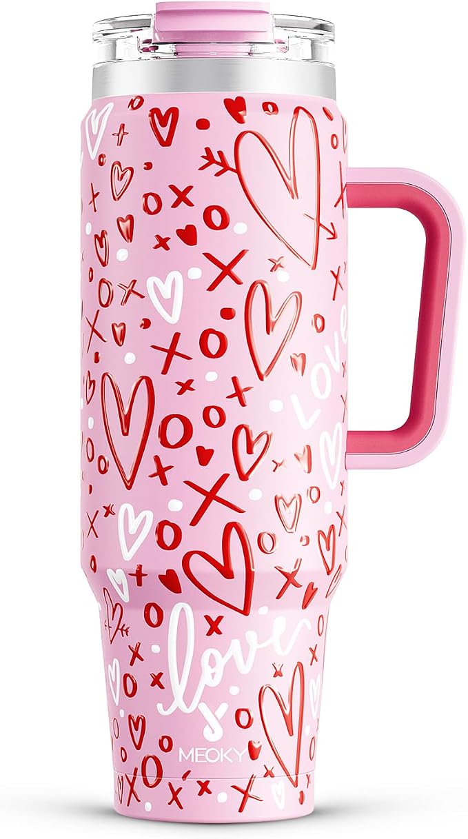 Meoky 40 oz Tumbler with Handle and Straw, Insulated Tumbler with Lid and Straw by MEOKY