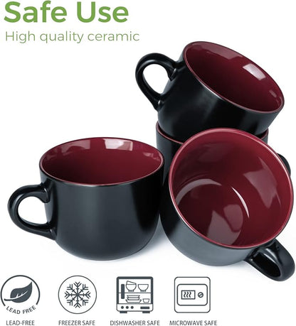 AmorArc 24 oz Soup Mugs with Handles, Jumbo Ceramic Bowls Mugs Set with handles - Image 8