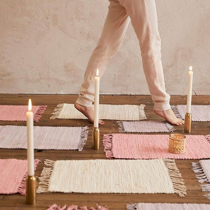 PILLOWPIA Handcrafted Chindi Placemat – 100% Cotton, Handwoven Boho Table Décor, Eco-Friendly Farmhouse Kitchen & Dining Table Mat, Rustic Washable Table Setting Accessory – Lilac