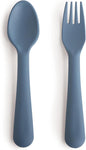 mushie Flatware Fork and Spoon Set For Kids | Made in Denmark (Twilight Blue)