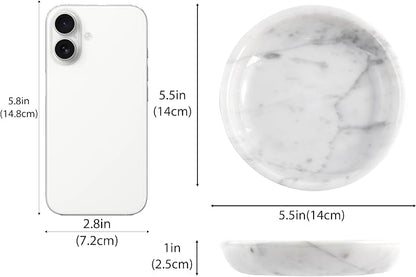 Small Natural Marble Jewelry Tray Key Plate Holder Dish Trinket Decor Catch All - Image 2