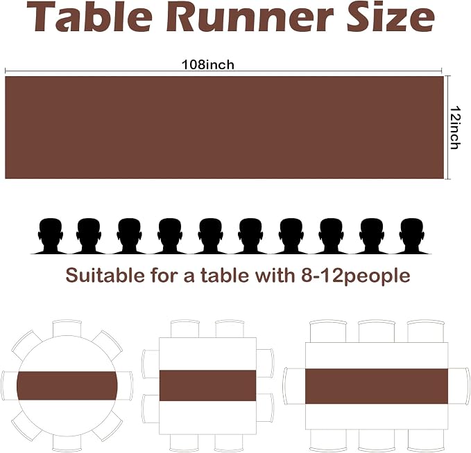 Set of 10 Satin Table Runners Chocolate Brown 12x108inch Long Table Runner | - Image 7