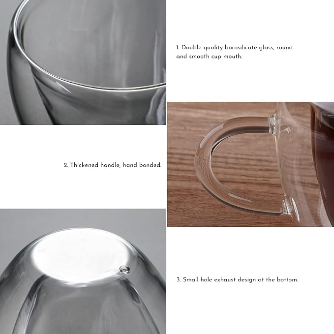 Heart Shaped Double Walled Insulated Glass Coffee Mugs or Aesthetic Tea Cups - Image 3