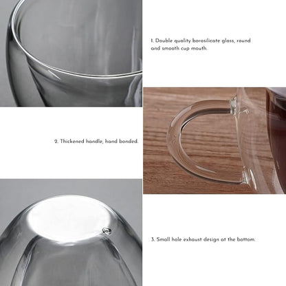Heart Shaped Double Walled Insulated Glass Coffee Mugs or Aesthetic Tea Cups - Image 3