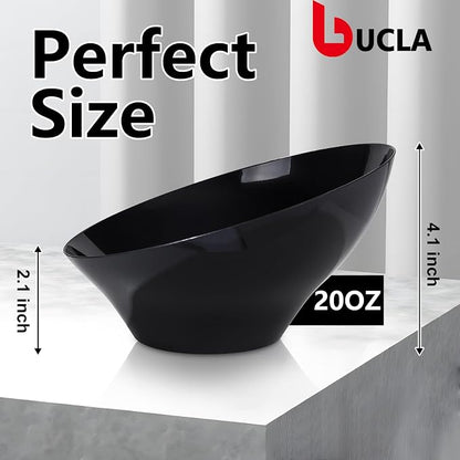 bUCLA 12 Pack Black Plastic Serving Bowls - 20 OZ Angled Bowls Disposable - Image 2