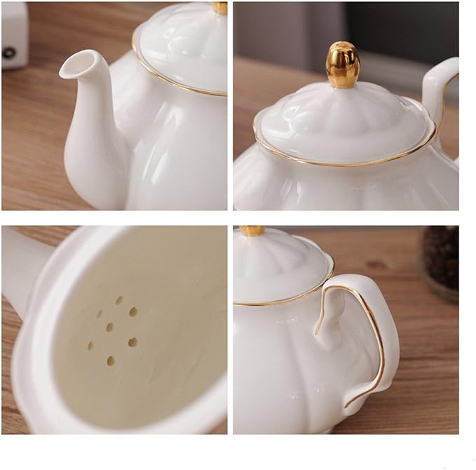 ufengke 15 Pieces Simple White English Ceramic Tea Sets, Tea Pot, Bone China - Image 4