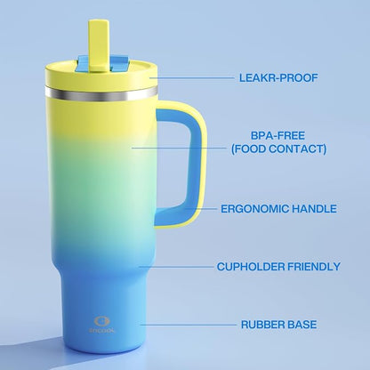 ENCOOL 40 oz Tumbler with Handle and Straw: Stainless Steel Insulated Tumbler - Image 6
