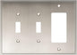 Henne Bery Soft Modern Decorative Wall Plate Switch Plate Outlet Cover (Double Toggle/Single Decorator, Satin Nickel)