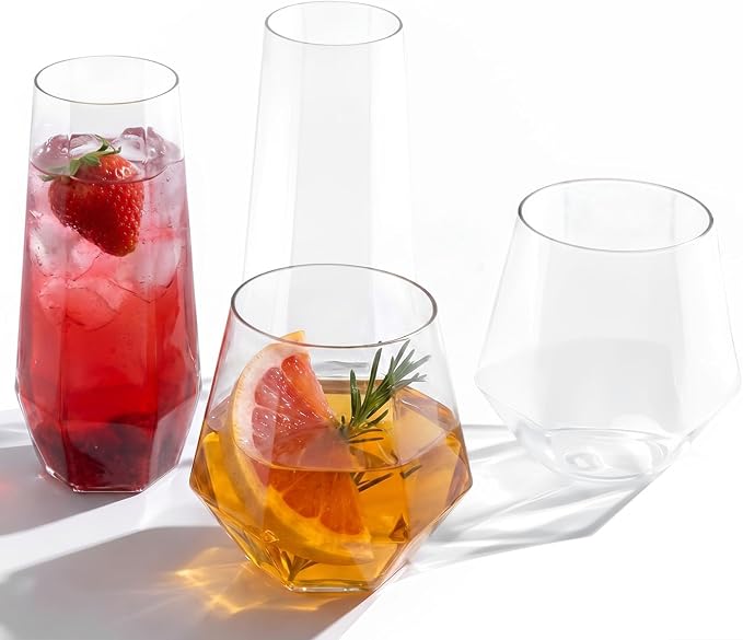 BESTSTAR 24 Pack Clear Plastic Wine Glasses Set, BPA-Free Shatterproof | 12 9 by BESTSTAR