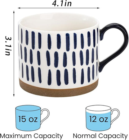 SOUJOY Set of 4 Large Ceramic Coffee Mugs, 15 Oz Hand Painted Coffee Cups - Image 2