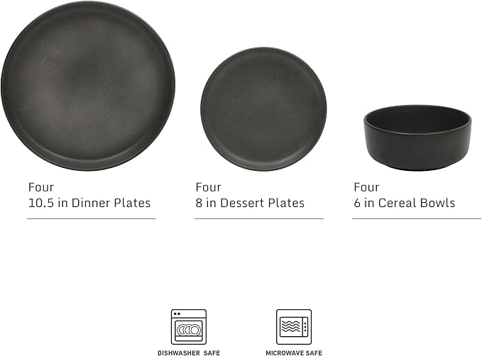 Gibson Elite Pasco 12 Piece Plates and Bowls Reactive Glaze Dishes Stoneware - Image 2