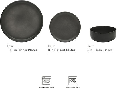 Gibson Elite Pasco 12 Piece Plates and Bowls Reactive Glaze Dishes Stoneware - Image 2