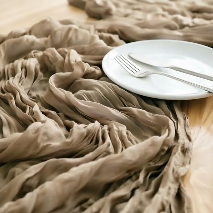Nude Cheesecloth Table Runner 160 Inches 14 Ft Gauze Table Runner | Summer Boho - Image 4