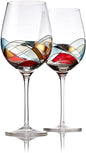 Bezrat Wine Glasses Hand Painted - Set of 2 - Women Wine Gift - Wine Lover Glass - Beautiful Glassware Gifts Ideas for Women Inspired by 'Duomo di Milano' Mothers Day - 12 oz (Red)