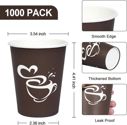 Clawsoff 1000 Count 12 oz Paper Coffee Cups Disposable Hot Coffee Cup Brown | - Image 2