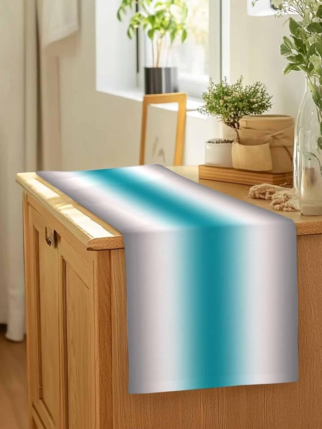 Turquoise Gray Ombre Table Runners 48 Inches Long, Farmhouse Teal Gradient - Image 7