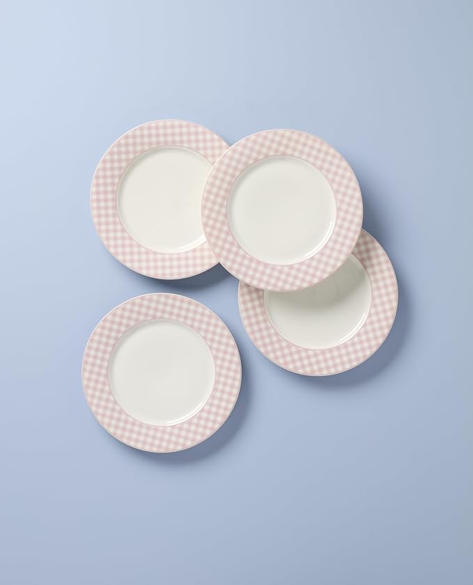 Lenox Gingham Pink Porcelain Valentine's Day Dinner Plate Set - Image 2
