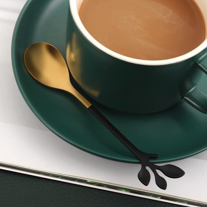 AnSaw Black Swan Base With 10-Pcs Mini Leaf Coffee Spoon Holder Set - Image 9