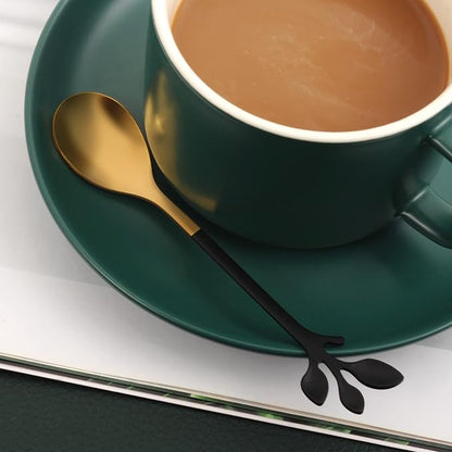 AnSaw Black Swan Base With 10-Pcs Mini Leaf Coffee Spoon Holder Set - Image 9