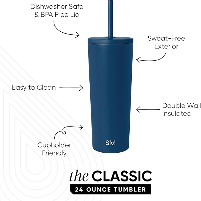 Simple Modern Iced Coffee Tumbler, Insulated | 24oz | Blue | Reusable Stainless - Image 2