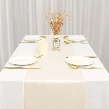 Ivory Table Runners 20 Pack 12x108 inch Silk Satin Smooth Fabric | Satin Table - Image 6