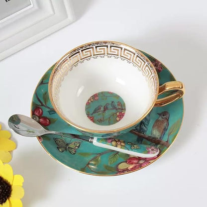 Bone China Cup& Saucer Set, 6.8oz- Birds& Trees - Image 4