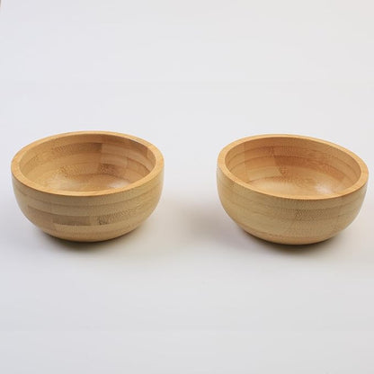 Soup Bowls Set of 2 for Dessert/Cereal/Pasta/Fruit | Natural Bamboo Serving Bowls for Nuts/Candy/Snacks/Pistachio | Charcuterie Accessories for Dipping/Condiments/Sauce | 8.45 oz Capacity