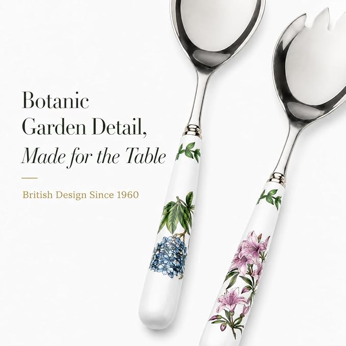 Portmeirion Botanic Garden Set of 2 Salad Servers | 10 Inch Salad Serving Set | - Image 2
