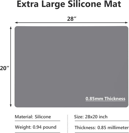 Gartful Extra Large Silicone Mats for Countertop, 28" by 20" Multipurpose Mat, Counter Table Protector, Desk Saver Pad, Placemat Nonstick Nonskid Heat-Resistant Pad, Dark Gray