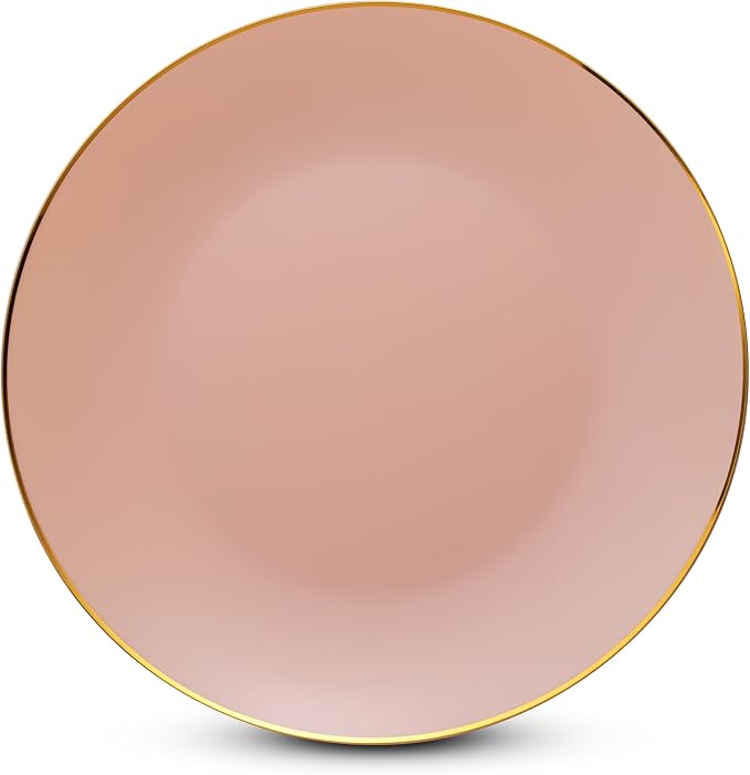 100 Pink Gold Plastic Plates Set, Elegant Fancy Heavy Duty - Image 5