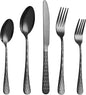 40 Pcs Black Silverware Set for 8, Food Grade Stainless Steel Flatware Set by Lazycorner