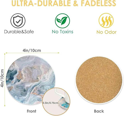 Drink Coasters with Holder 6 Pack, Ceramic Marble Style, Absorbent Abstract - Image 2